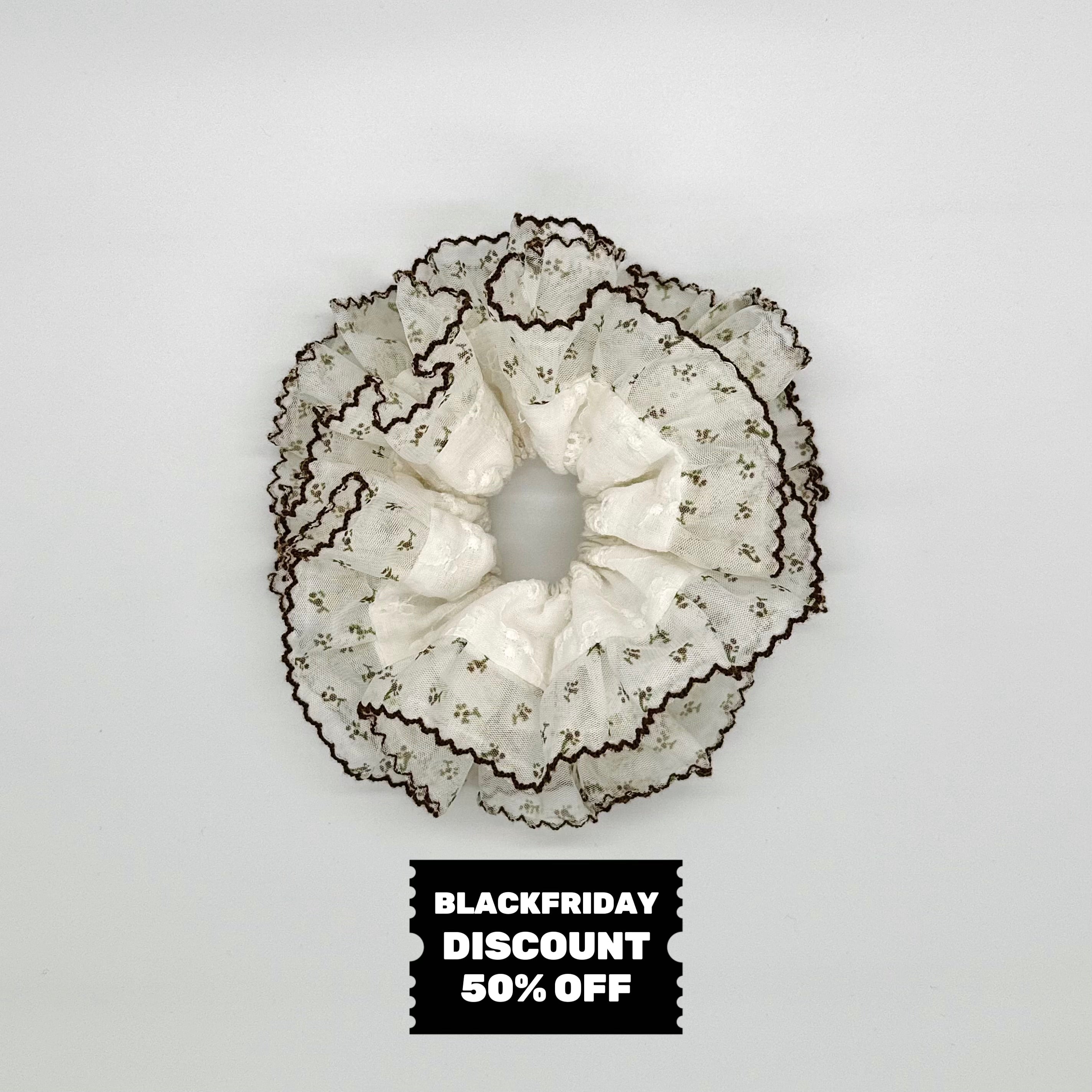 Forest Foraging Lace Scrunchie | Cottagecore Hair Accessory