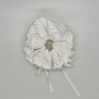 Cloud – White Lace Scrunchie with Adjustable Ribbon