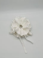 Cloud – White Lace Scrunchie with Adjustable Ribbon