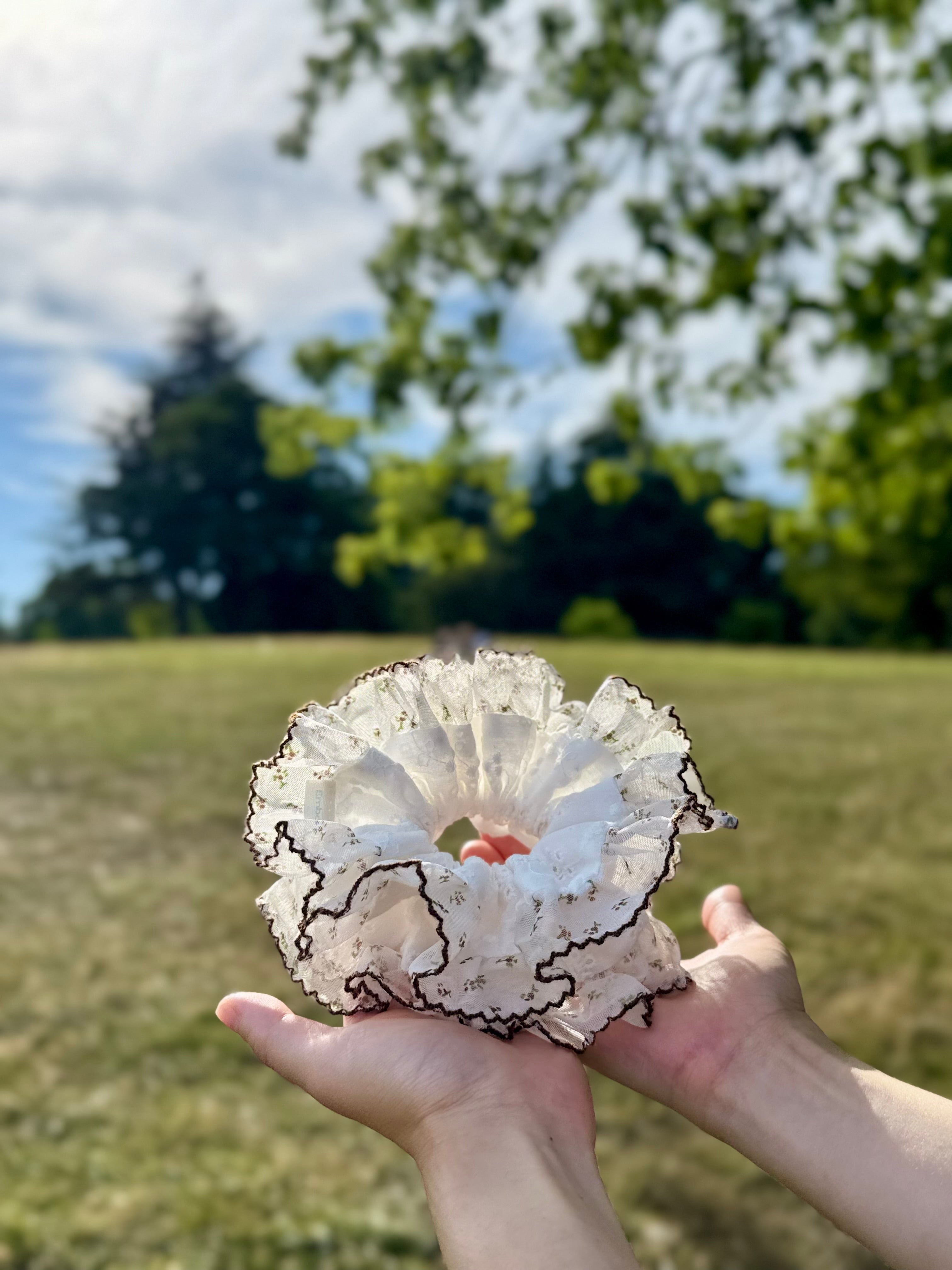 Forest Foraging Lace Scrunchie -Cottagecore Hair Accessory