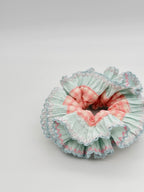 Bubble Cream - Ruffle Blue & Pink Scrunchie