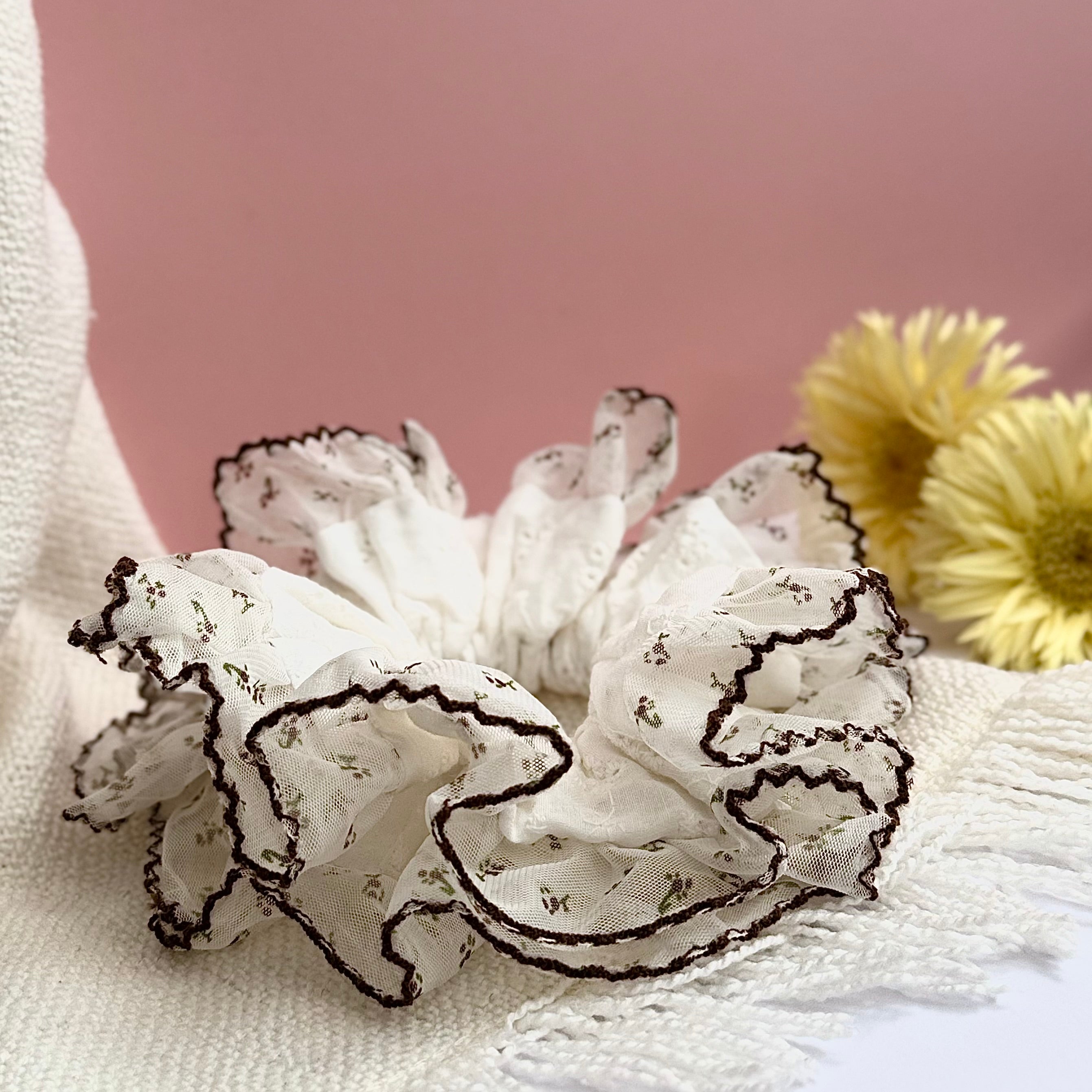 Forest Foraging Lace Scrunchie | Cottagecore Hair Accessory