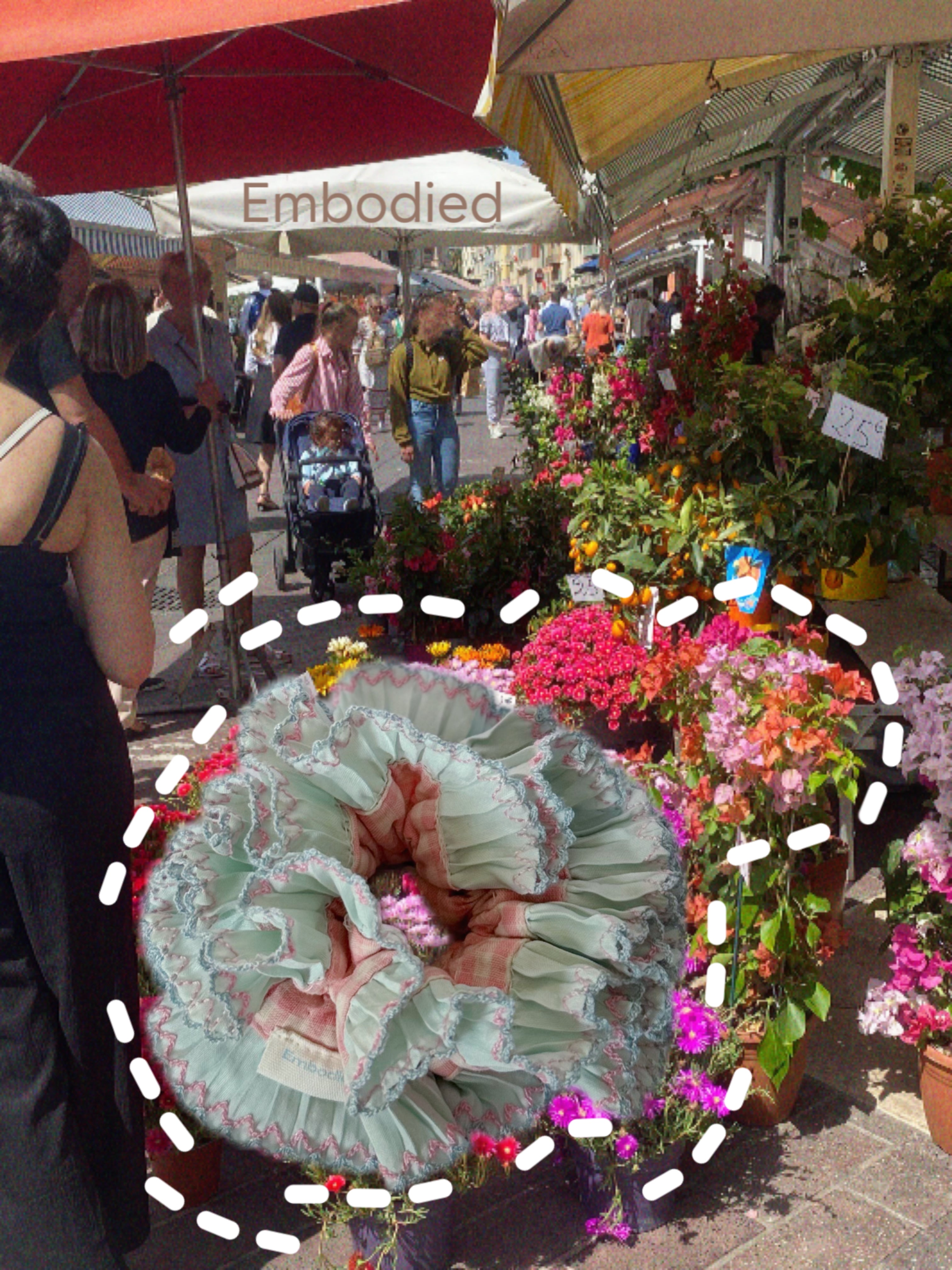 bubble cream ruffle blue and pink scrunchie